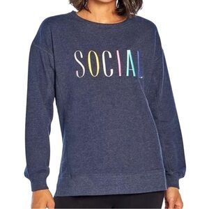 Wildfox Social Sweatshirt Embroidery Graphic Print Pullover Size M